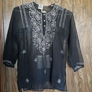 Max Mehra 3/4 sleeve sheer blouse